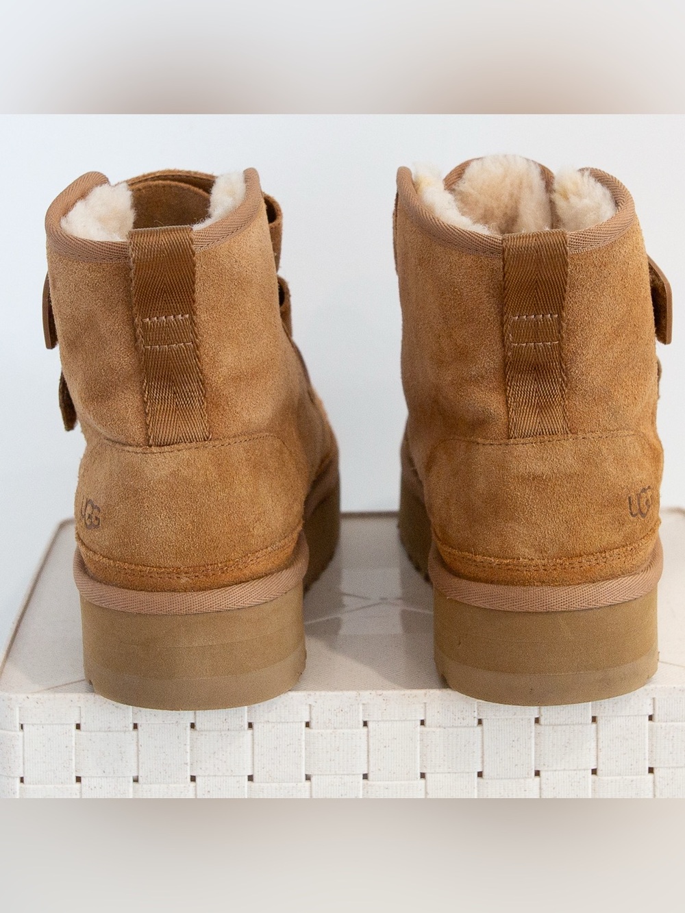 UGG Neumel Platform Strap Boots Chestnut Suede | Size 6 | GUC - Picture 4 of 8